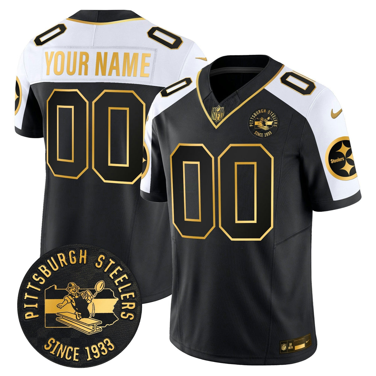 NFL Pittsburgh Throwback 1933 Patch Gold Vapor Limited Jersey