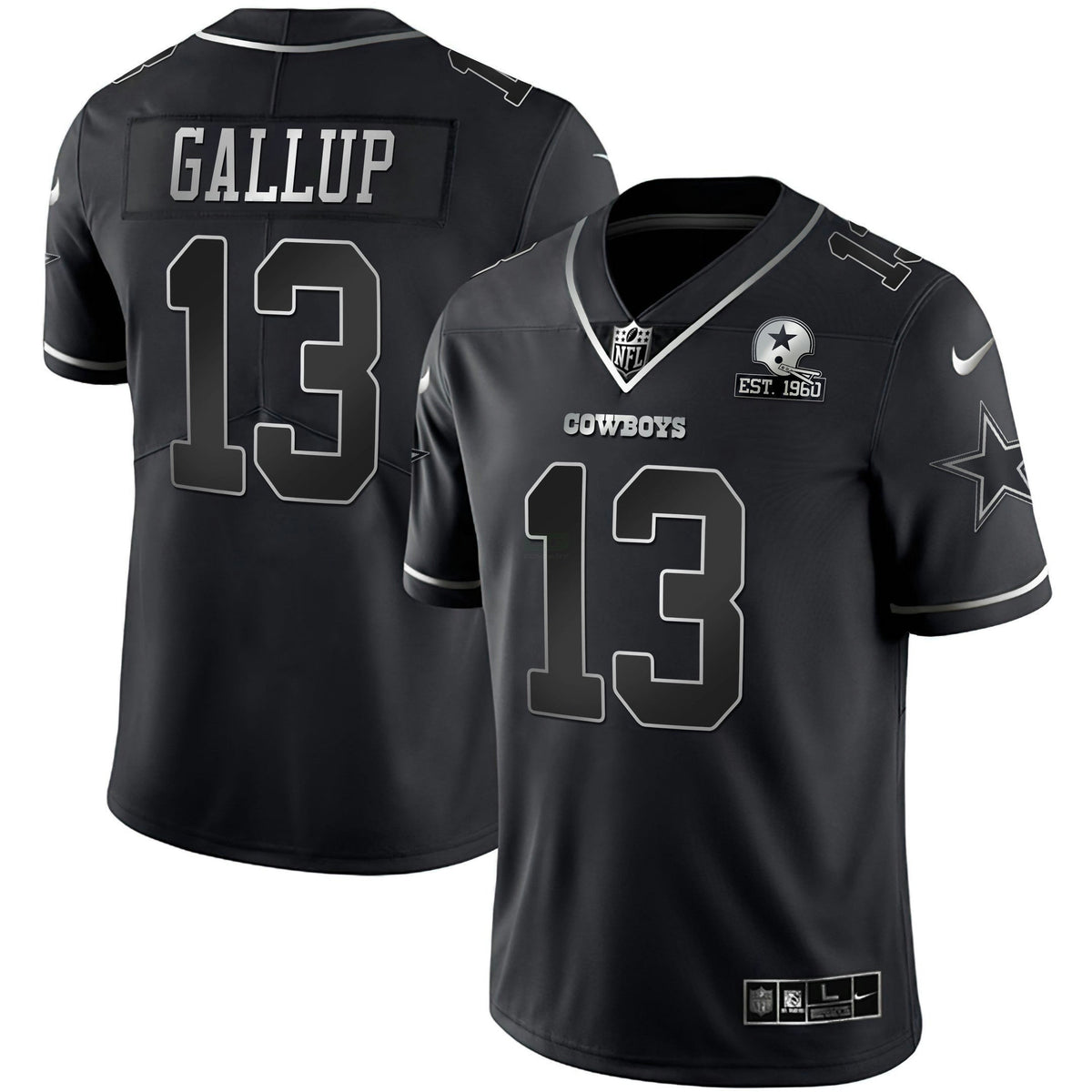 Jersey NFL Black Silver Vapor Limited Est 1960 Patch