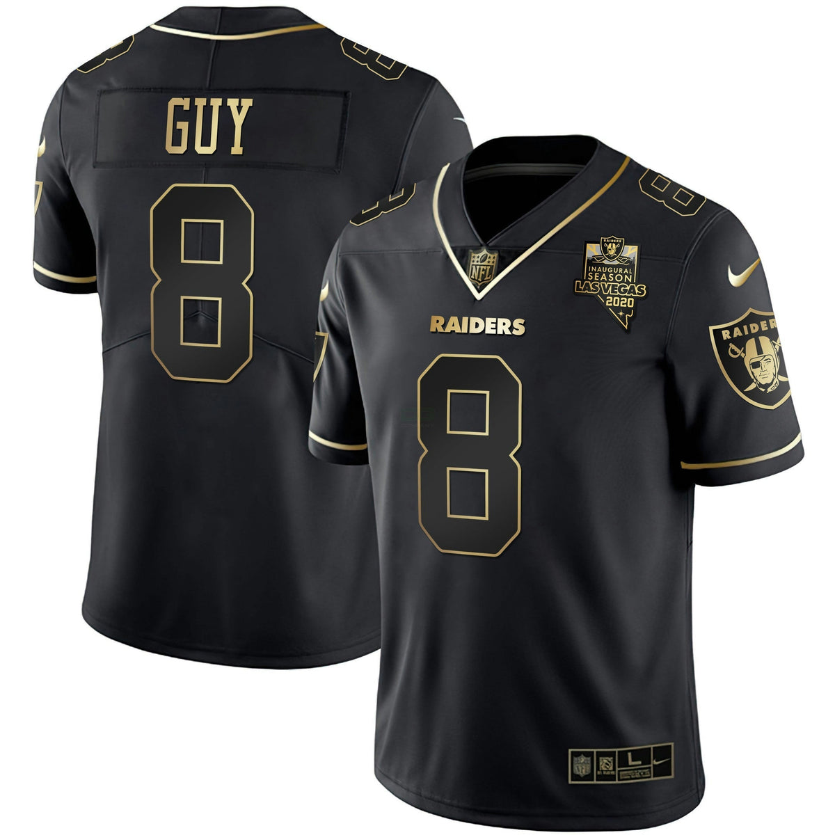 Jersey NFL Ray Guy Inaugural Season Patch White Gold & Black Gold
