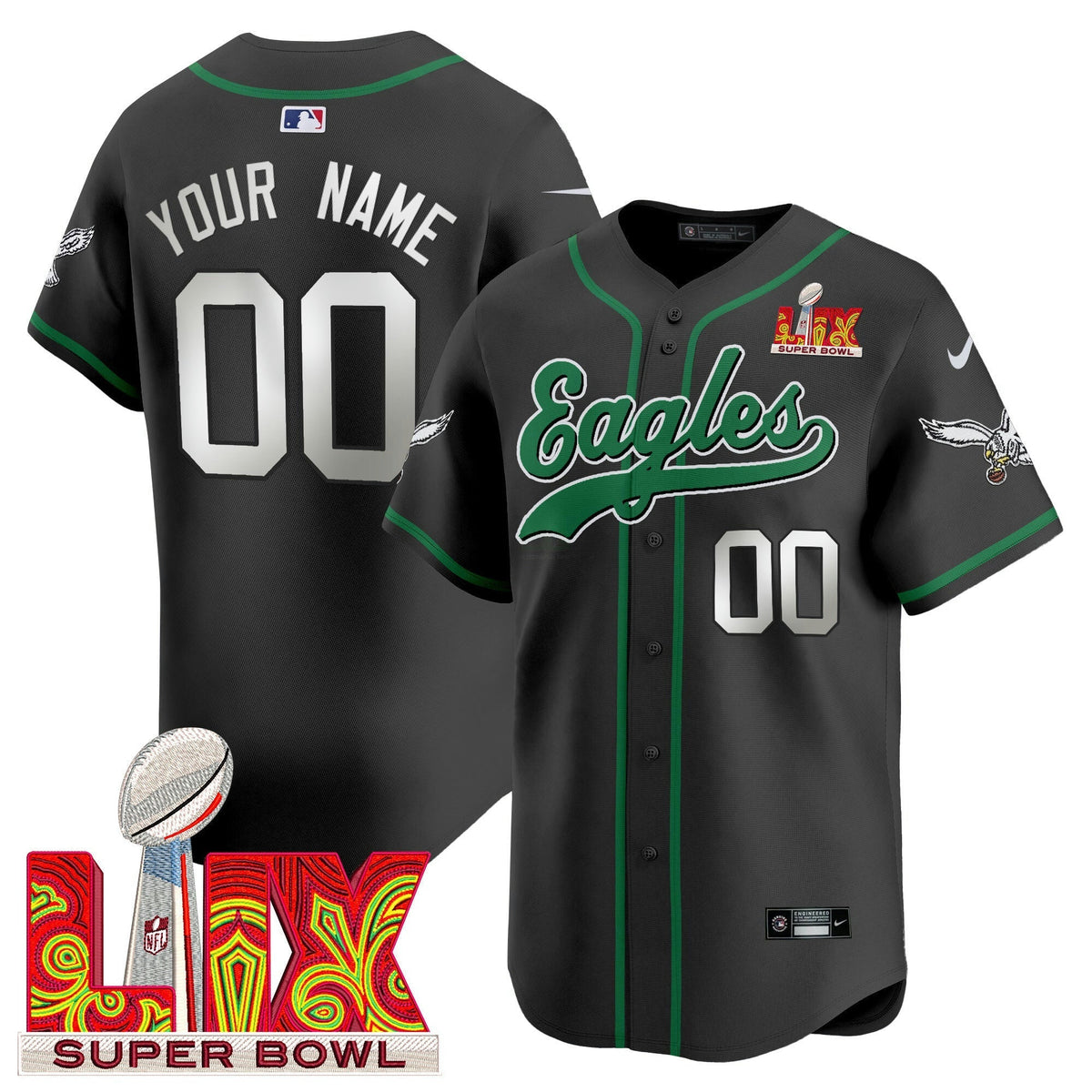 NFL Super Bowl LIX Patch Kelly Green Vapor Jersey V2
