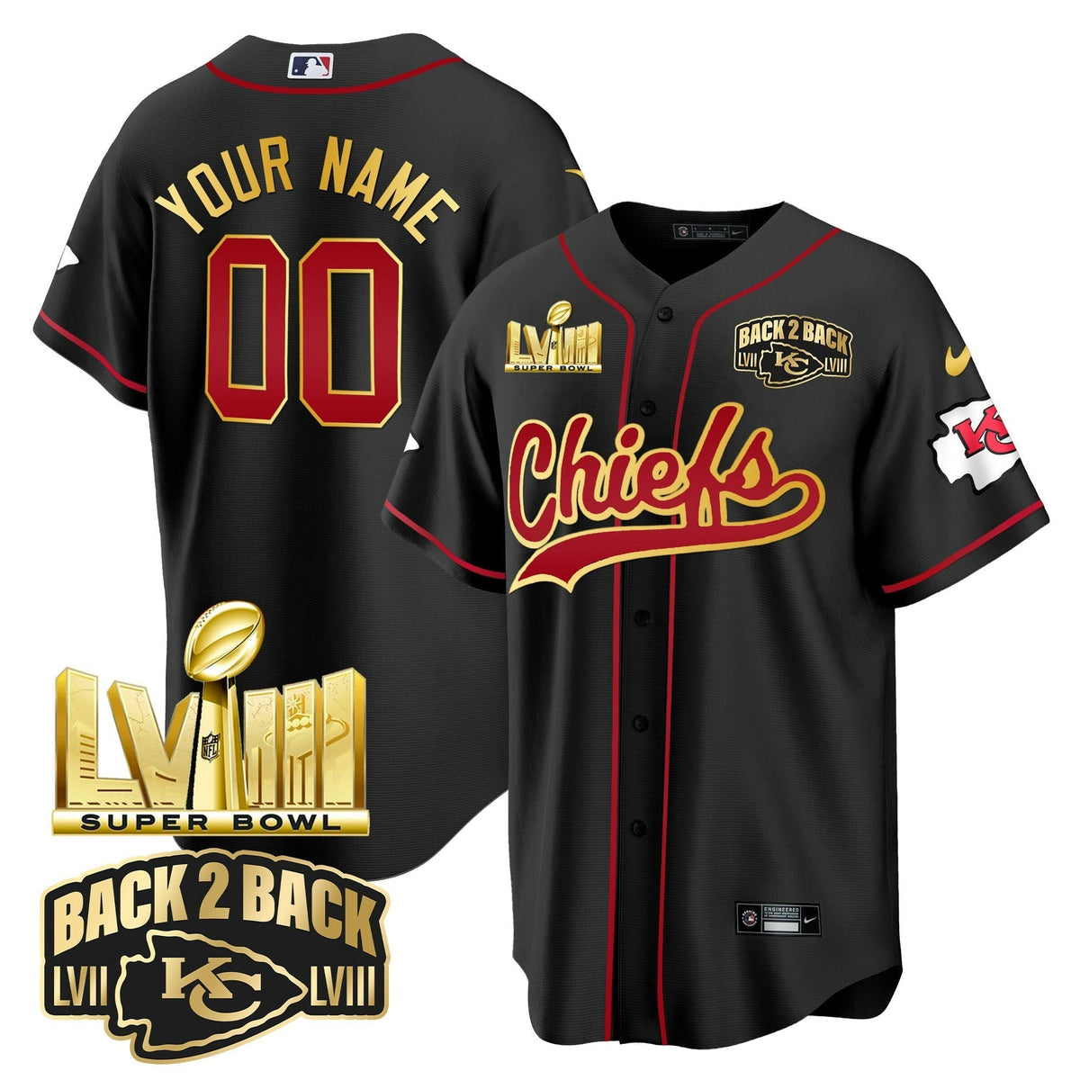 NFL Super Bowl LVIII & Back 2 Back Gold Patch Jersey