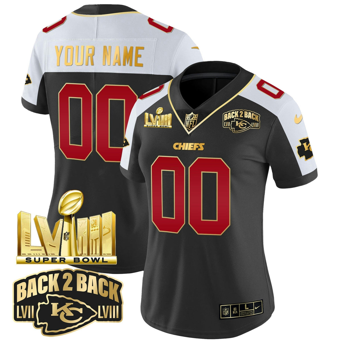 NFL Super Bowl LVIII & Back 2 Back Gold Patch Vapor Jersey