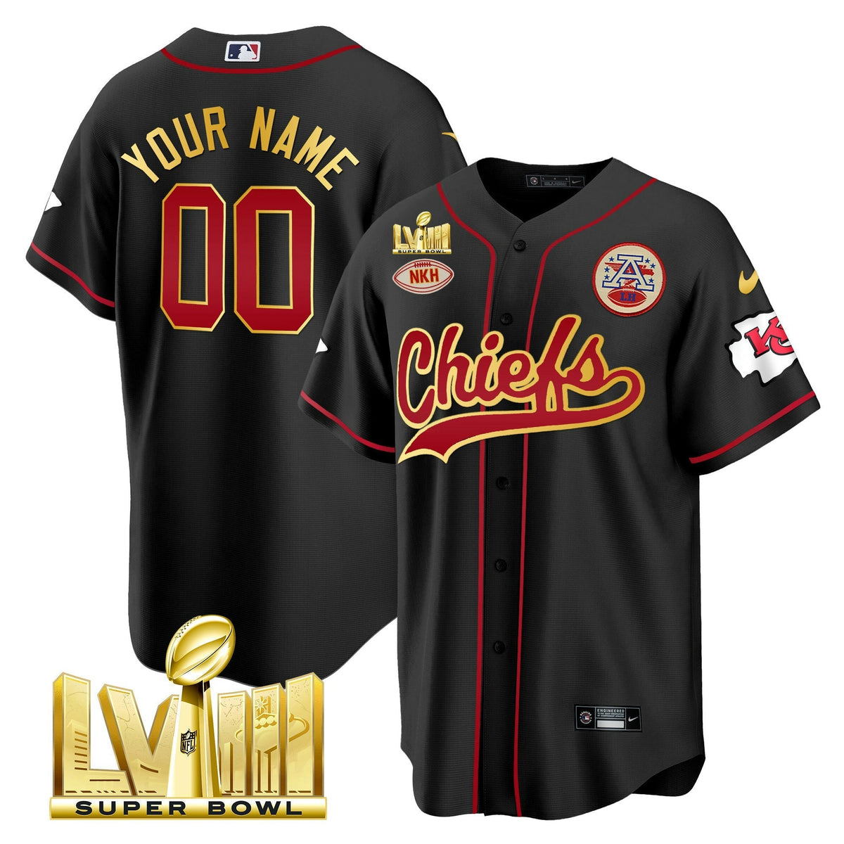 NFL Kansas City Chiefs Super Bowl LVIII Gold Patch Jersey