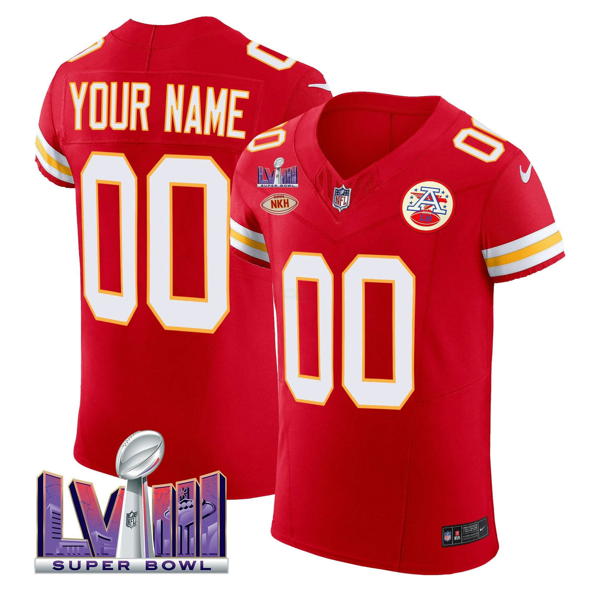 NFL Kansas City Chiefs Super Bowl LVIII Gold Patch Vapor Elite Jersey
