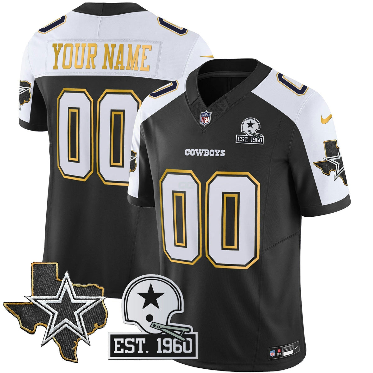 NFL Texas Patch Gold Trim Vapor Jersey