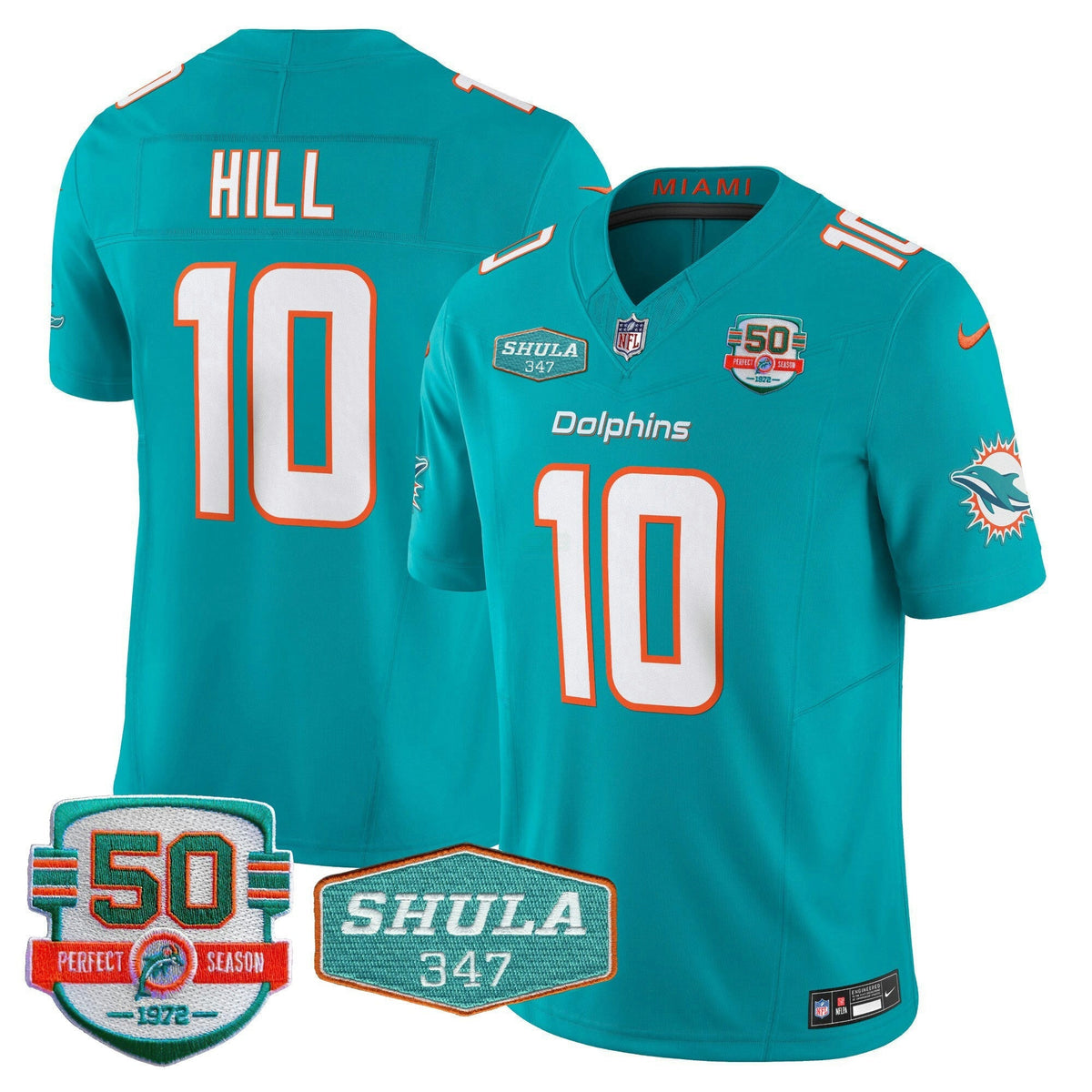 NFL Tyreek Hill Miami Shula 347 Patch Vapor Jersey