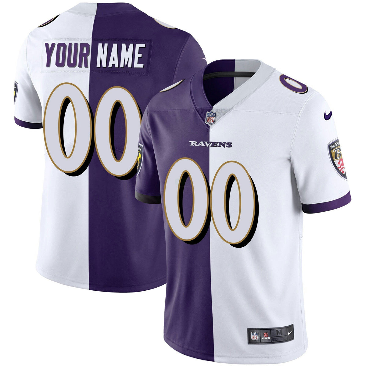 Jersey NFL Baltimore Ravens Vapor Gold Custom Name and Number