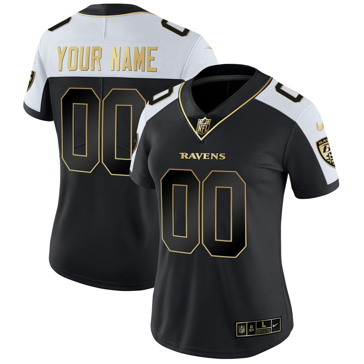 Jersey NFL Baltimore Ravens Vapor Gold Custom Name and Number