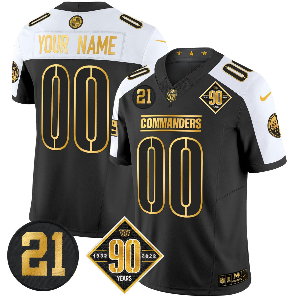 NFL Washington 90th & Sean Taylor Patch Gold Vapor Limited Jersey