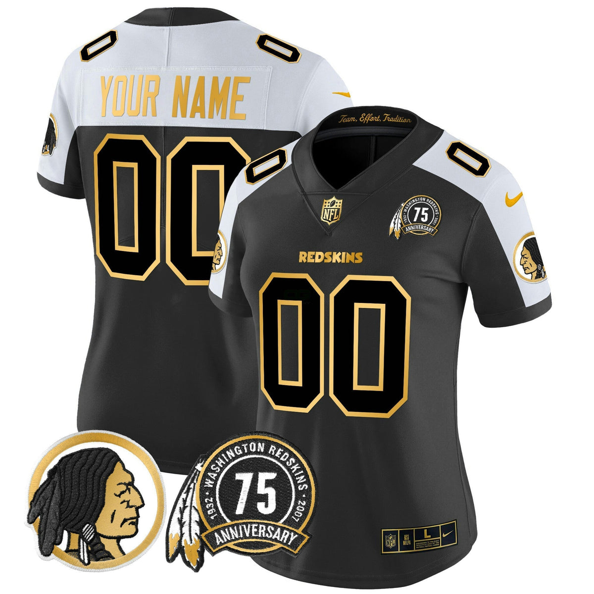 NFL Washington Commanders Washington Redskins 75th Patch Throwback Gold Vapor Limited Jersey