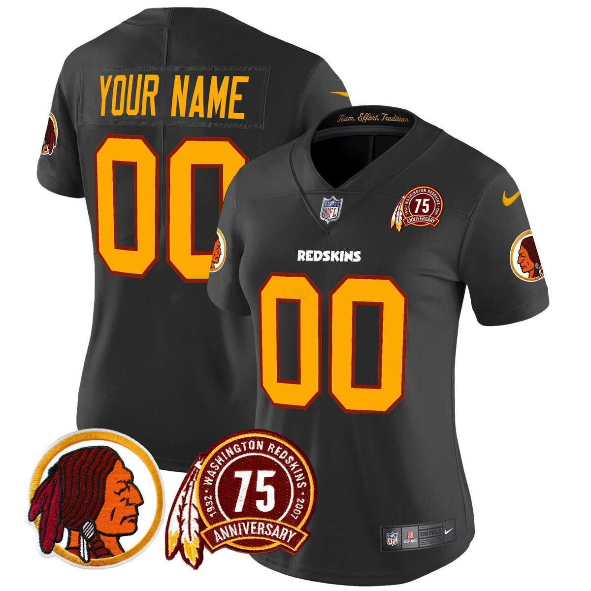 NFL Washington Commanders Washington Redskins 75th Patch Throwback Vapor Limited Jersey