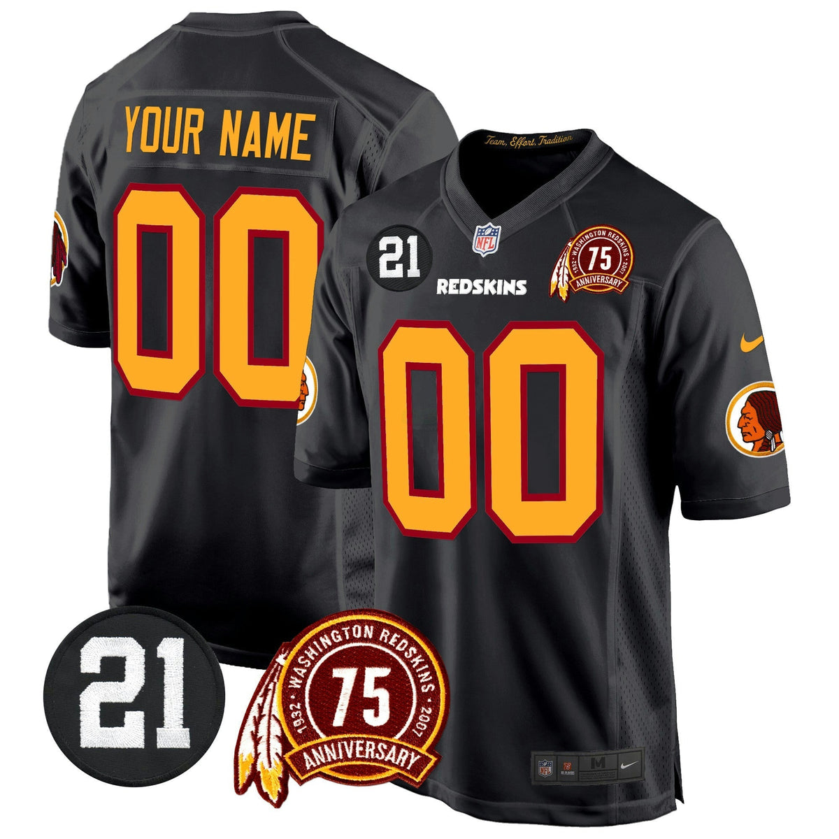 NFL Washington Commanders Washington Redskins 75th & Sean Taylor Patch Game Jersey