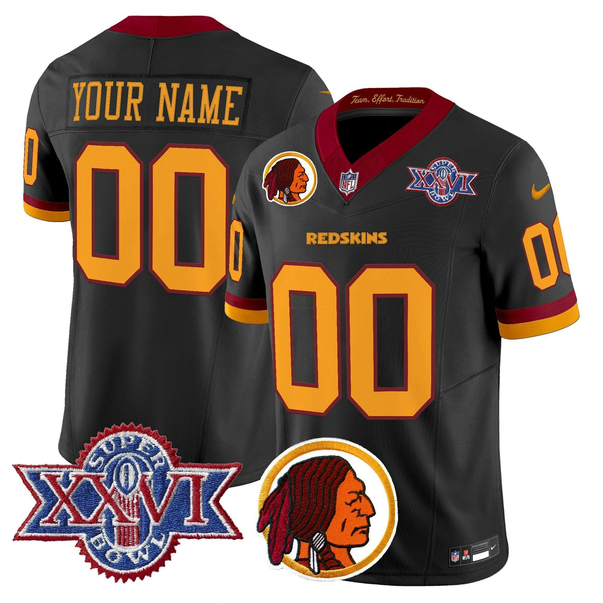 NFL Washington Commanders Washington Redskins Throwback 1992 Super Bowl XXVI Patch Vapor Limited Jersey V2
