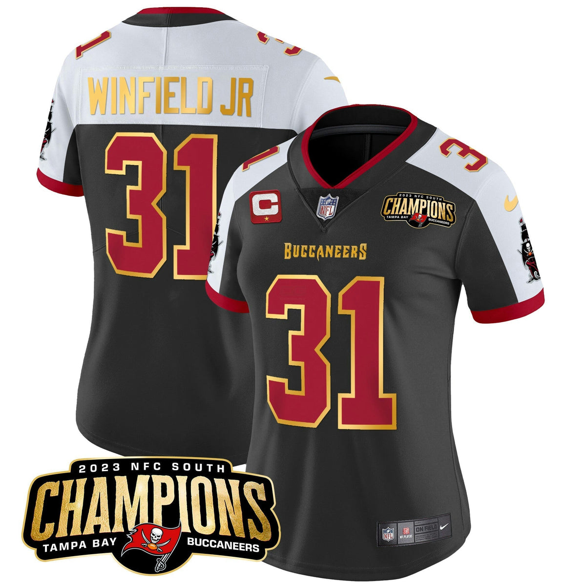 NFL Women’s 2023 NFC South Champions Patch Gold Trim Vapor Jersey