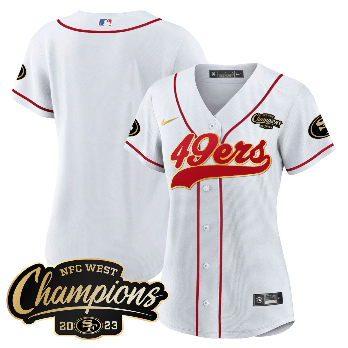 NFL Women’s 2023 NFC West Champions Baseball Gold Trim Jersey