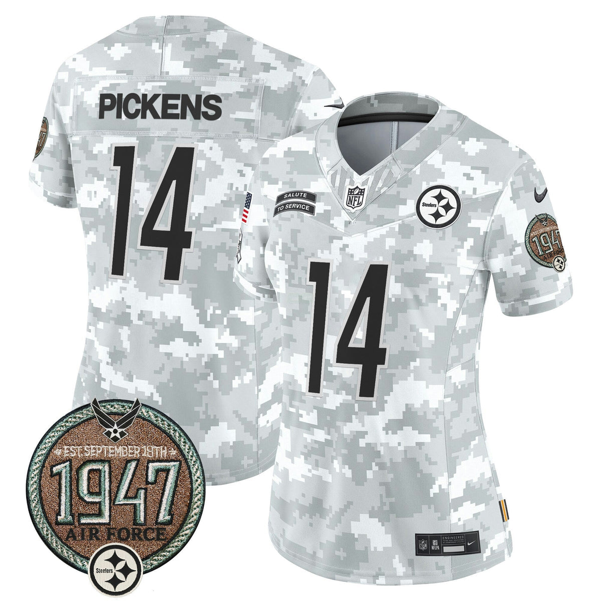 NFL Pittsburgh Steelers Women’s 2024 Salute to Service Establishment Year Patch Vapor Limited Jersey