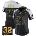 NFL Women’s #32 Jim Brown Memorial Patch Gold Jersey