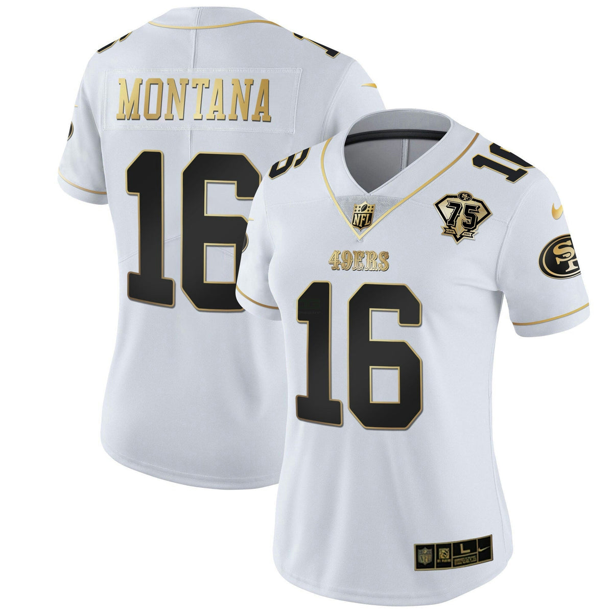 Jersey NFL Women’s 75th Anniversary Patch White Gold & Black Gold
