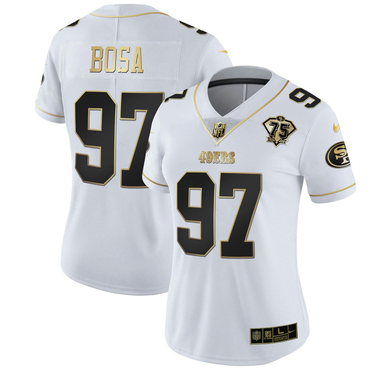 Jersey NFL Women’s 75th Anniversary Patch White Gold & Black Gold