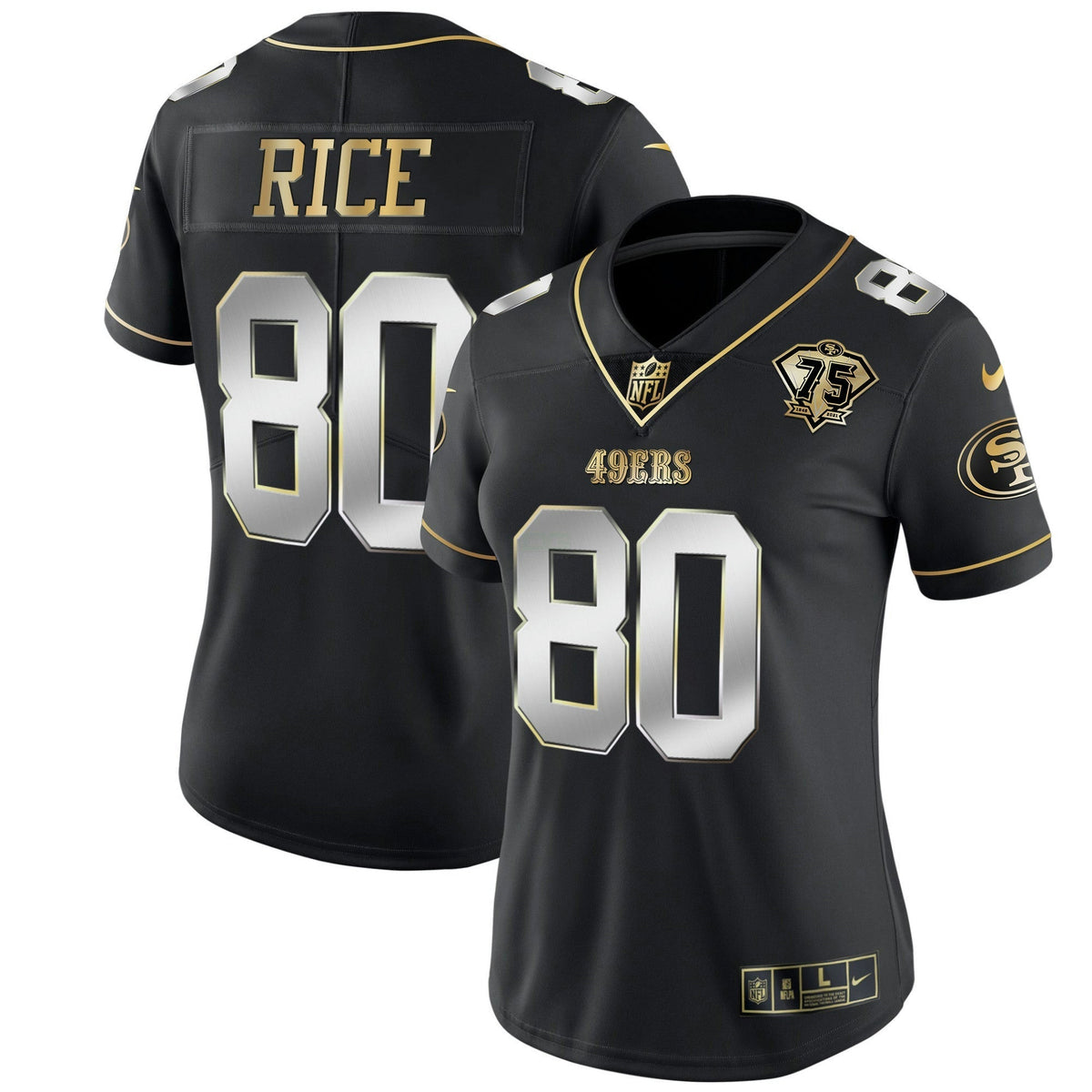 Jersey NFL Women’s 75th Anniversary Patch White Gold & Black Gold