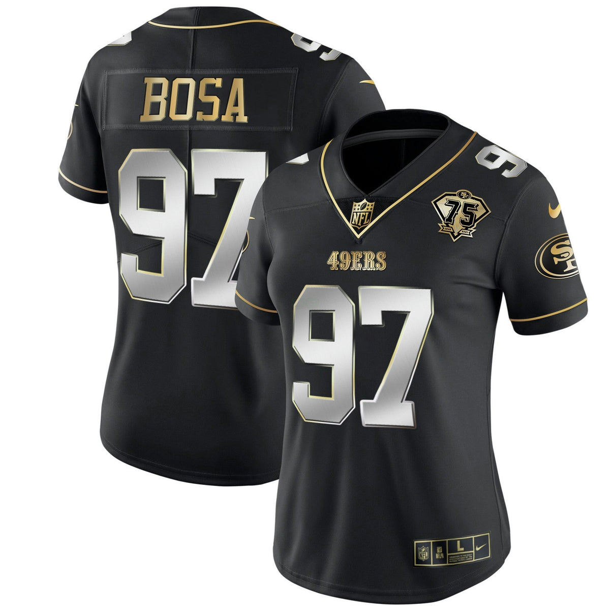 Jersey NFL Women’s 75th Anniversary Patch White Gold & Black Gold