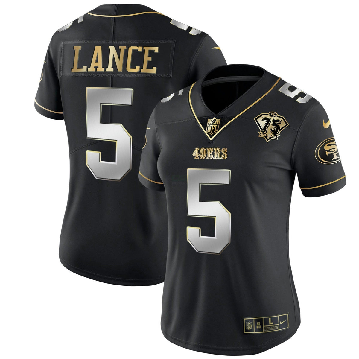 Jersey NFL Women’s 75th Anniversary Patch White Gold & Black Gold
