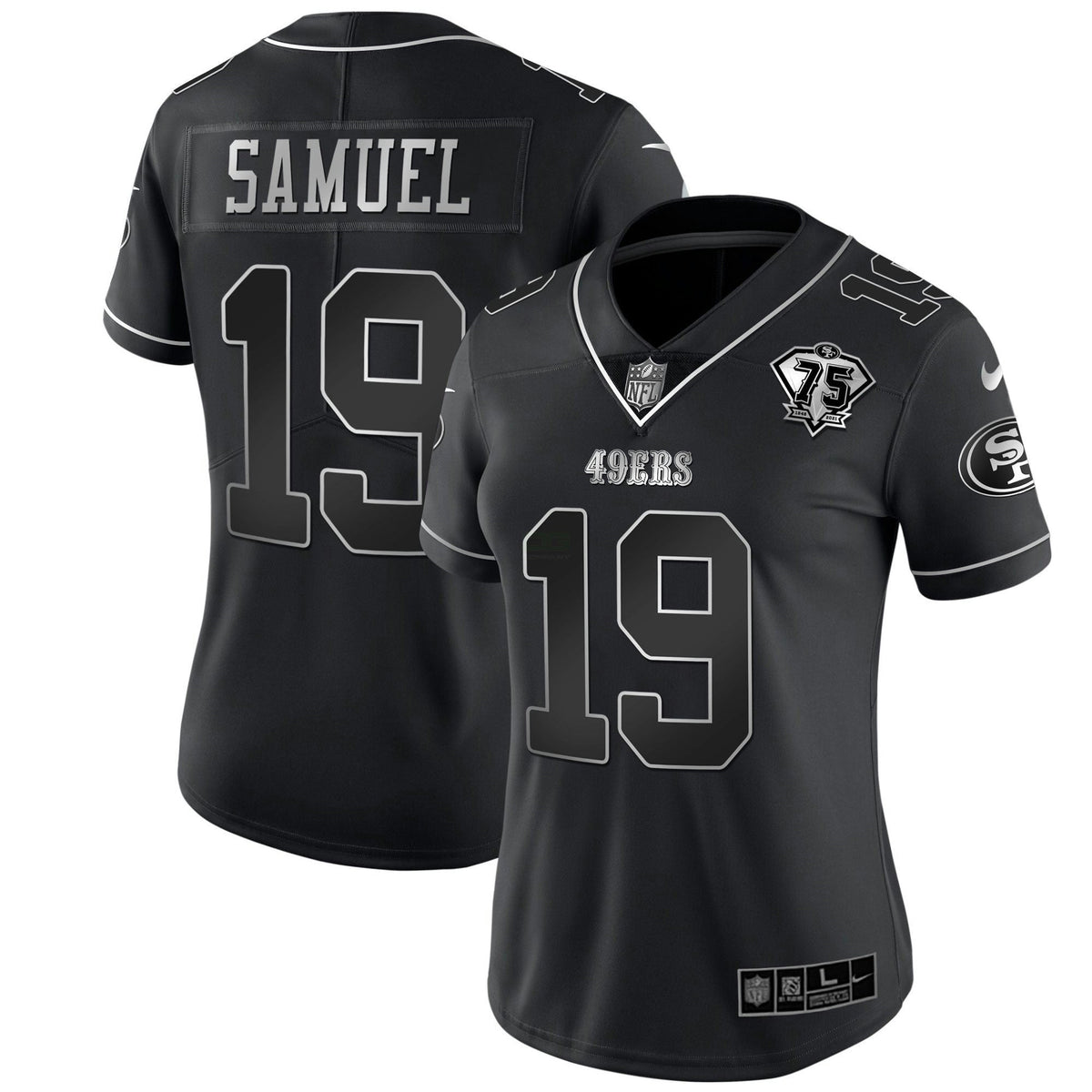 Jersey NFL Women’s 75th Anniversary Patch White Gold & Black Gold