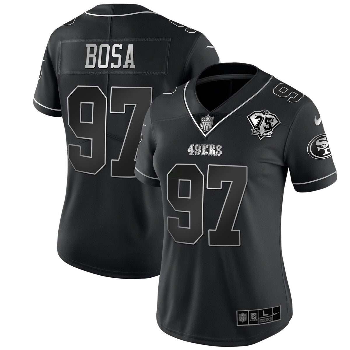 Jersey NFL Women’s 75th Anniversary Patch White Gold & Black Gold