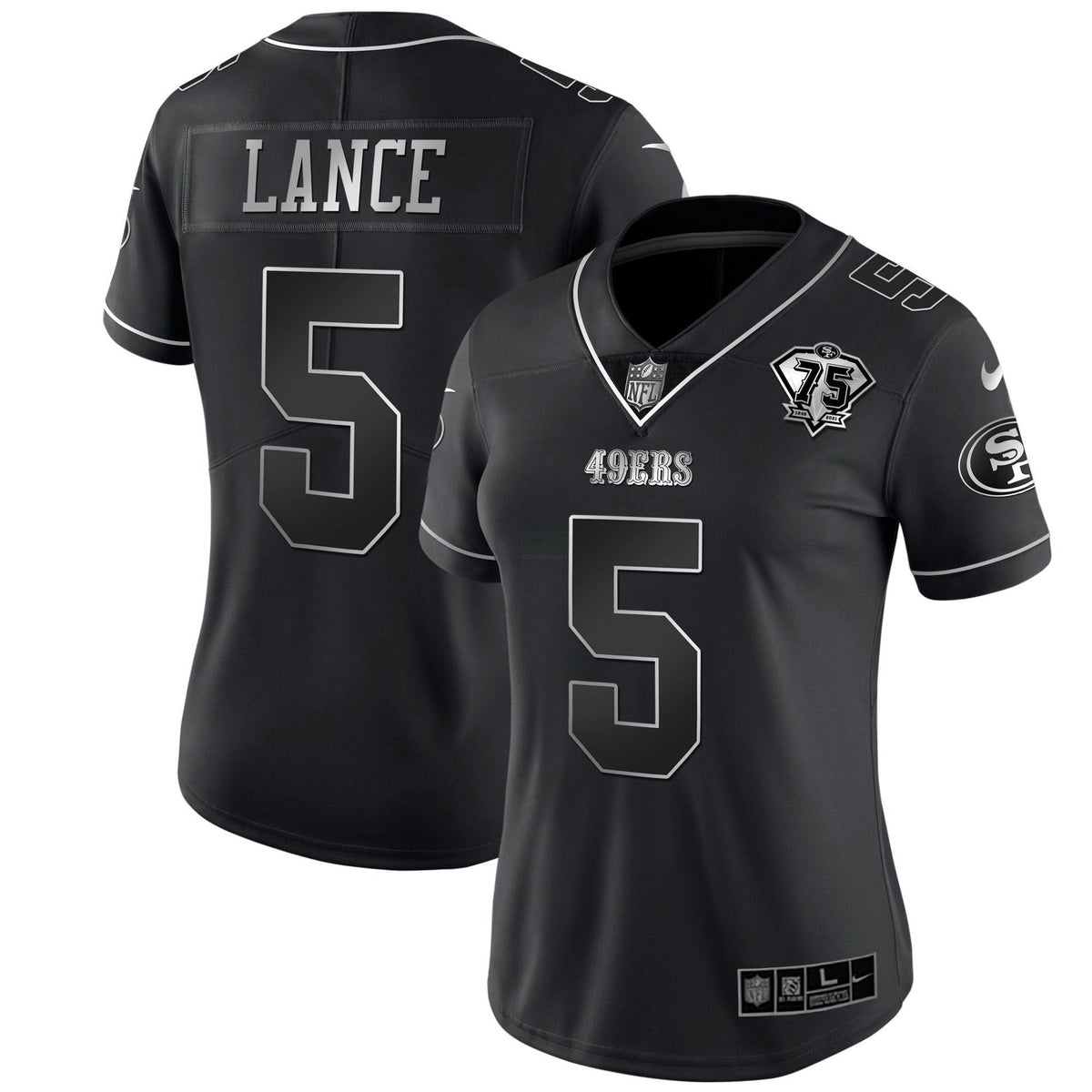 Jersey NFL Women’s 75th Anniversary Patch White Gold & Black Gold