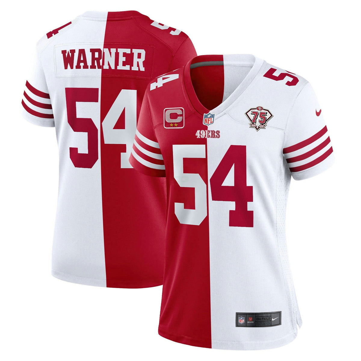 Jersey NFL Women’s 75th Anniversary Patch White Gold & Black Gold