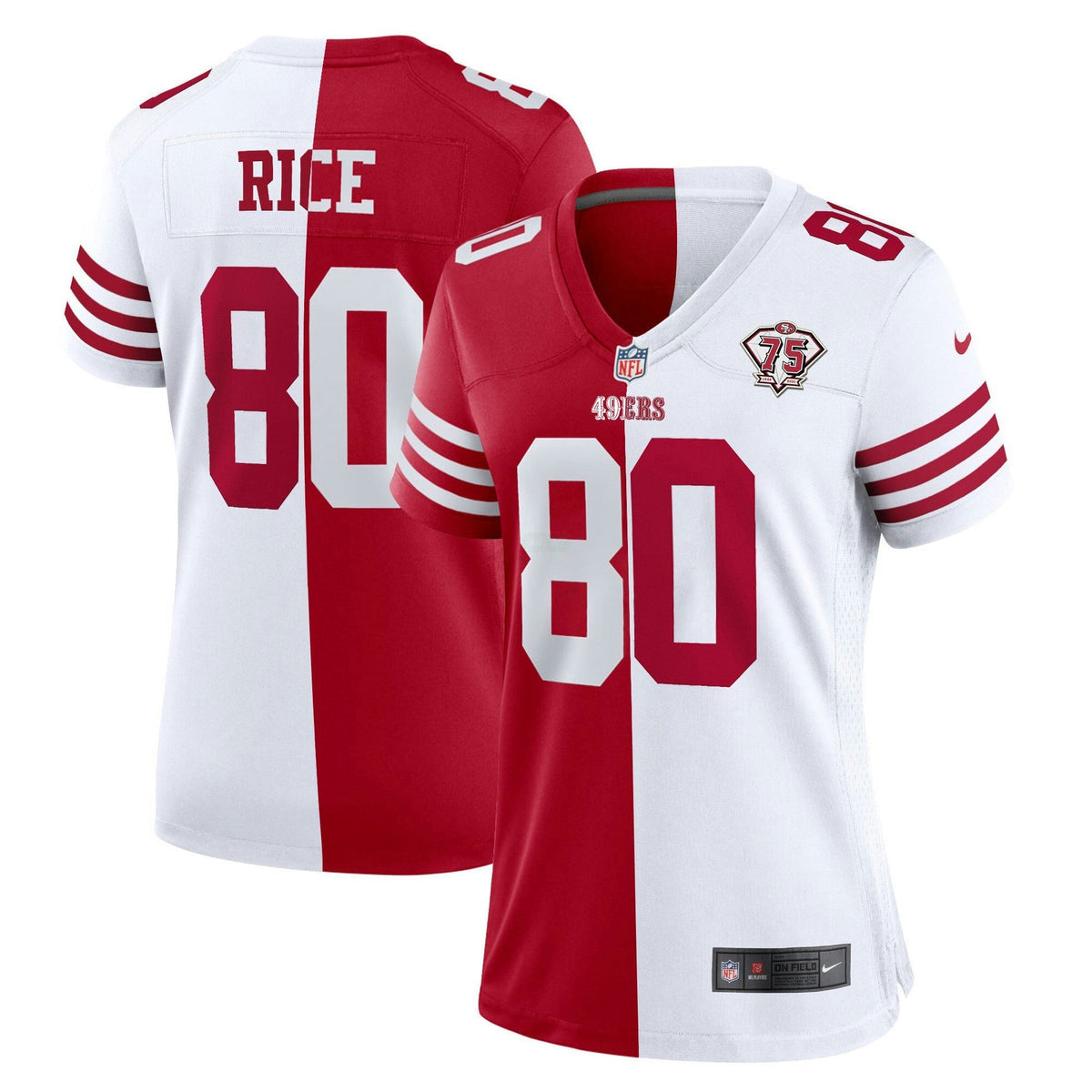 Jersey NFL Women’s 75th Anniversary Patch White Gold & Black Gold