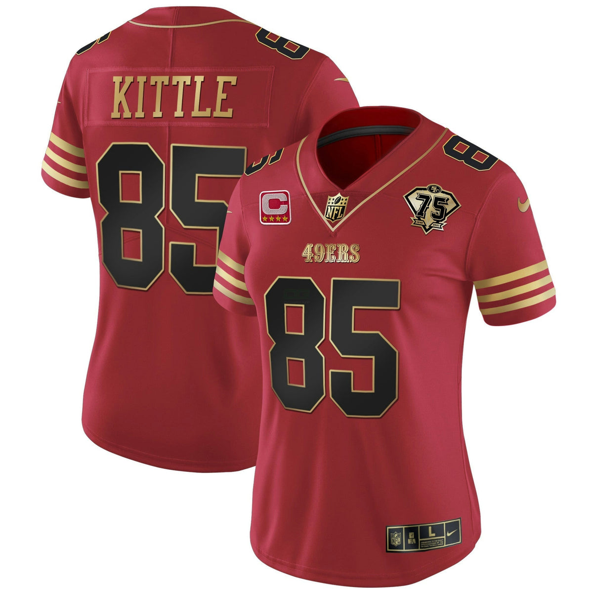 Jersey NFL Women’s 75th Anniversary Patch Vapor Black Red Gold Limited - Black Red