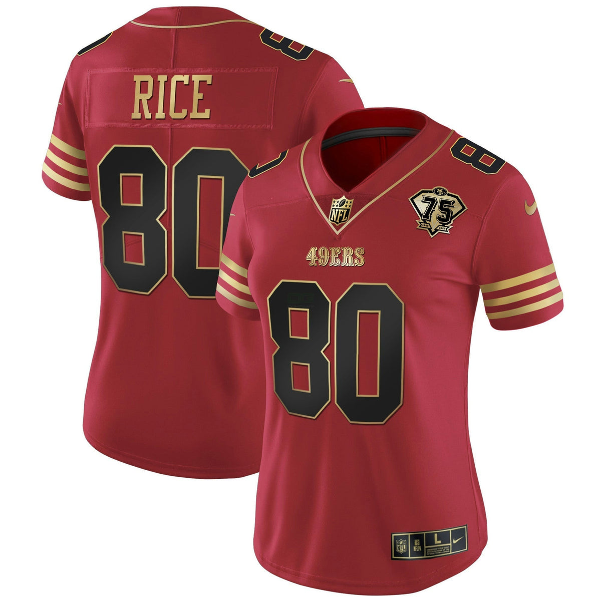 Jersey NFL Women’s 75th Anniversary Patch Vapor Black Red Gold Limited - Black Red