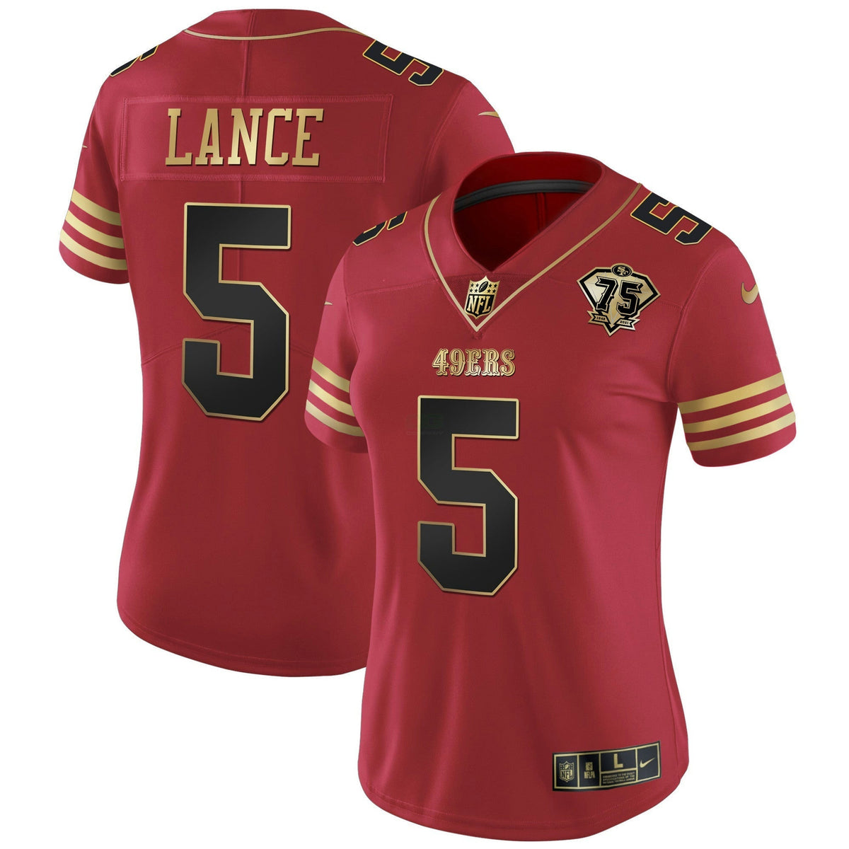 Jersey NFL Women’s 75th Anniversary Patch Vapor Black Red Gold Limited - Black Red