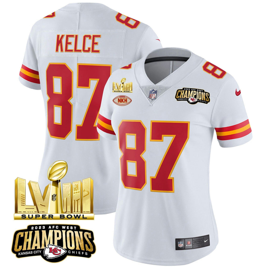 NFL Women’s AFC West Champions & Super Bowl LVIII Gold Patch Vapor Jersey
