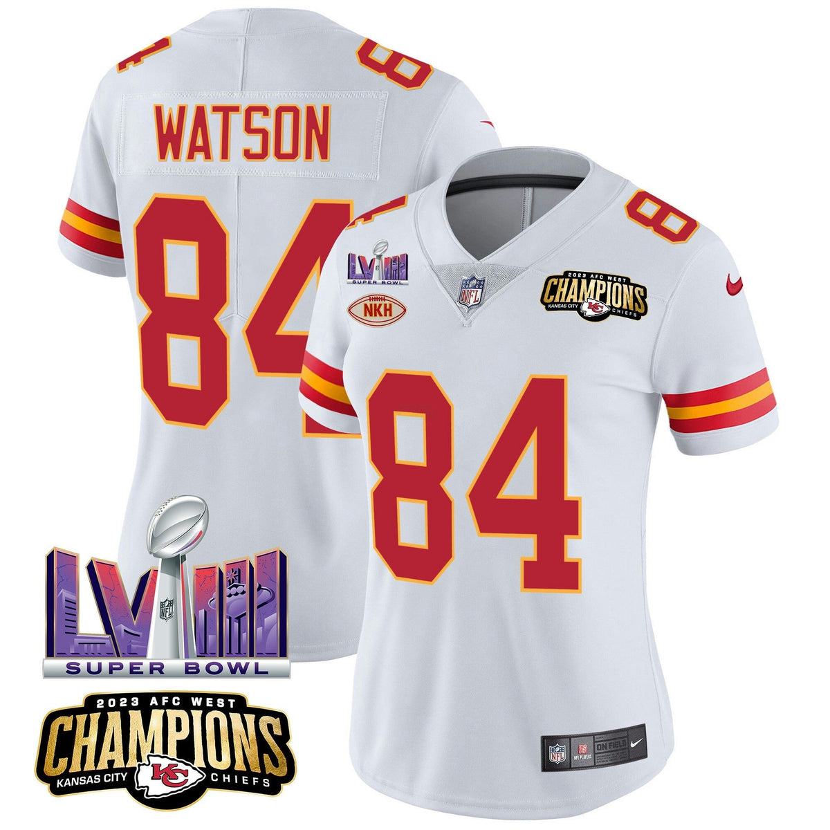 NFL Women’s AFC West Champions & Super Bowl LVIII Patch Vapor Jersey