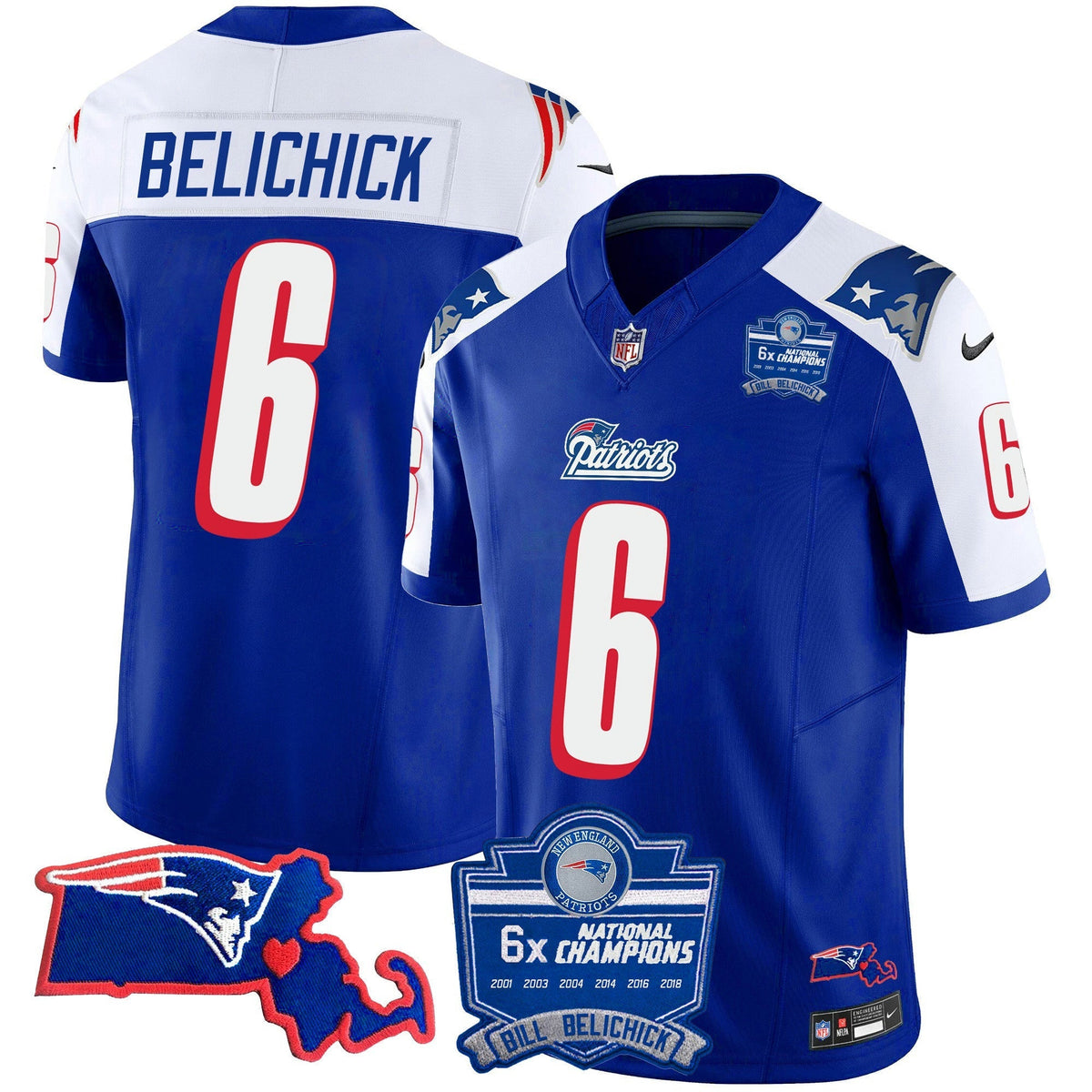 NFL Women’s Bill Belichick 6x Champions Patch Vapor Jersey