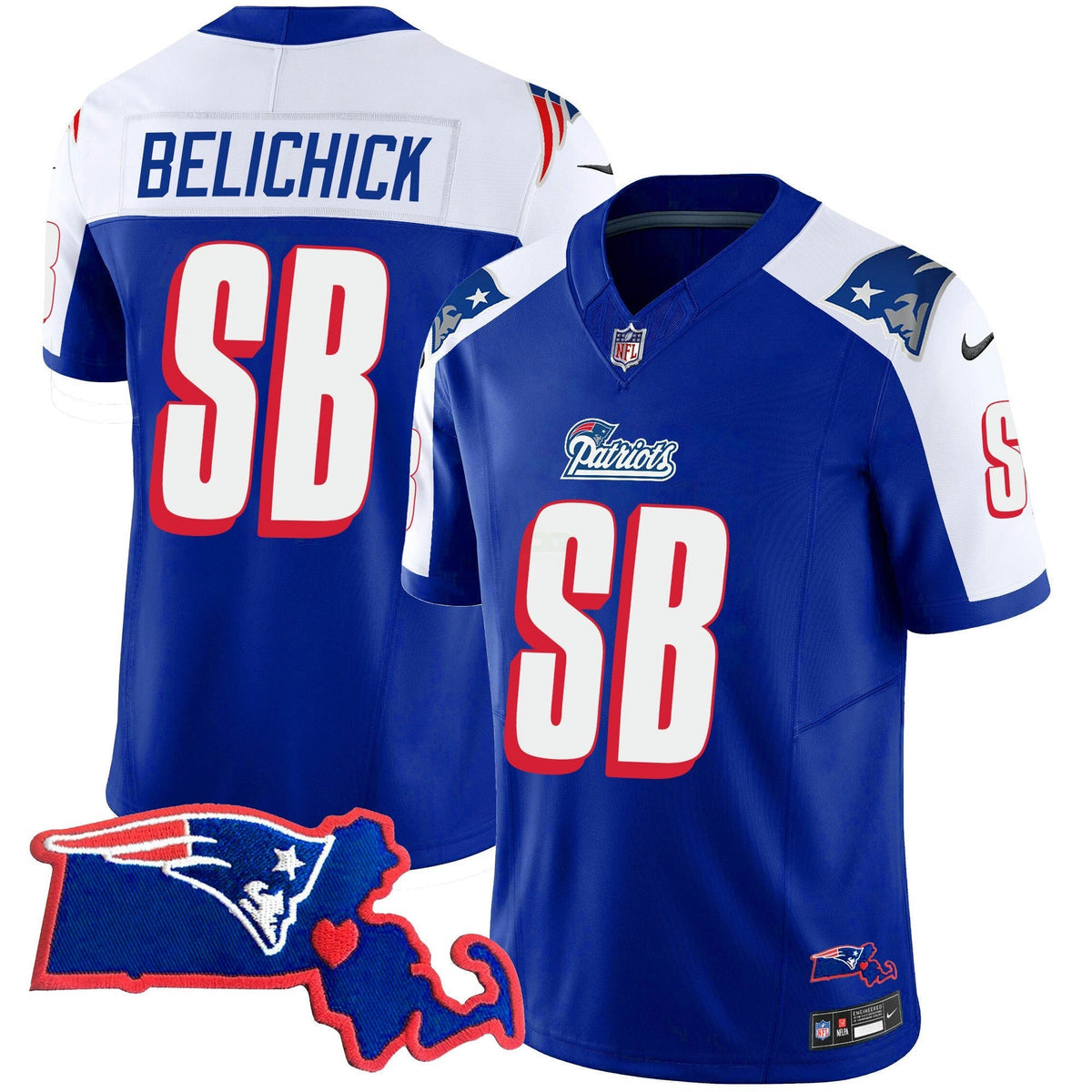 NFL Women’s Bill Belichick “SB 36, 38, 39, 49, 51 Champions” Vapor Jersey