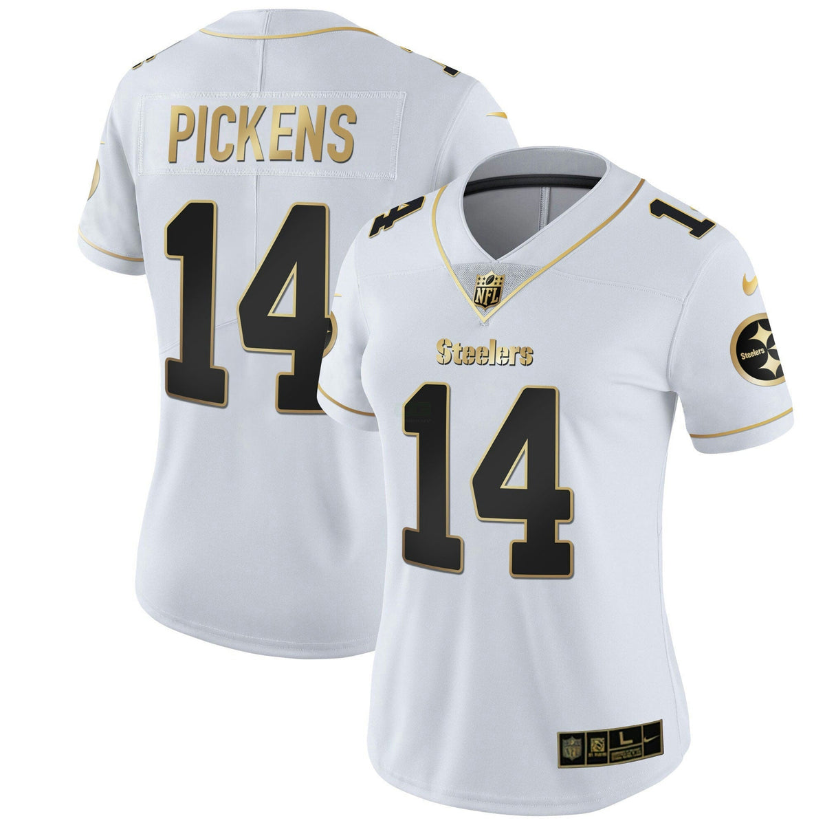 Jersey NFL Pittsburgh Steelers Women’s White Gold & Black Gold