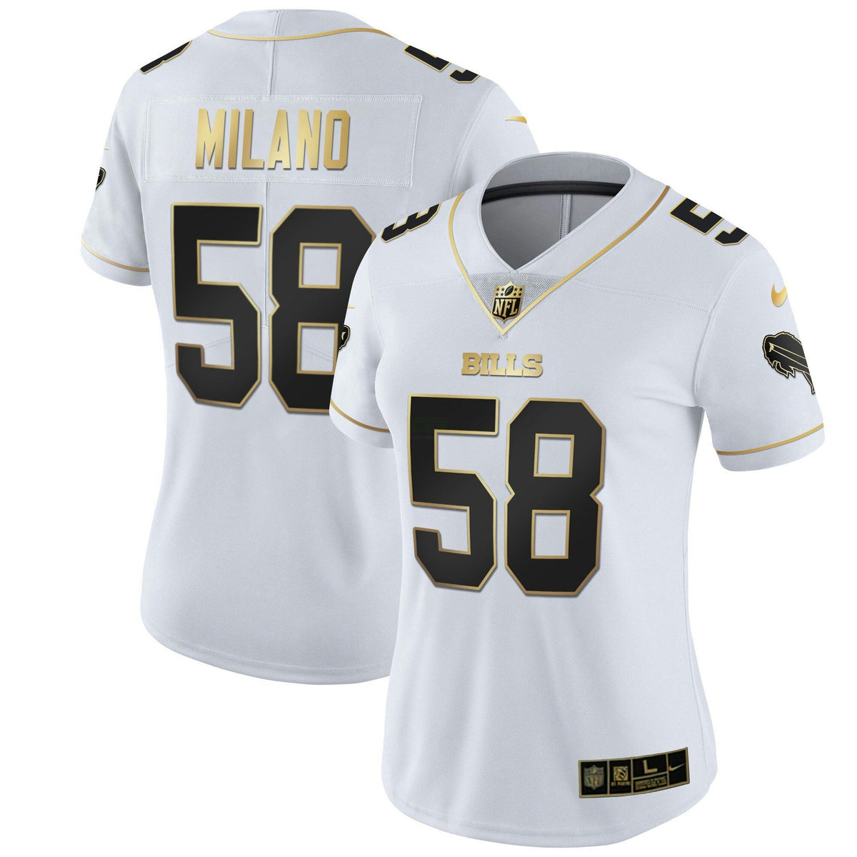 Jersey NFL Buffalo Bills Women’s White Gold & Black Gold