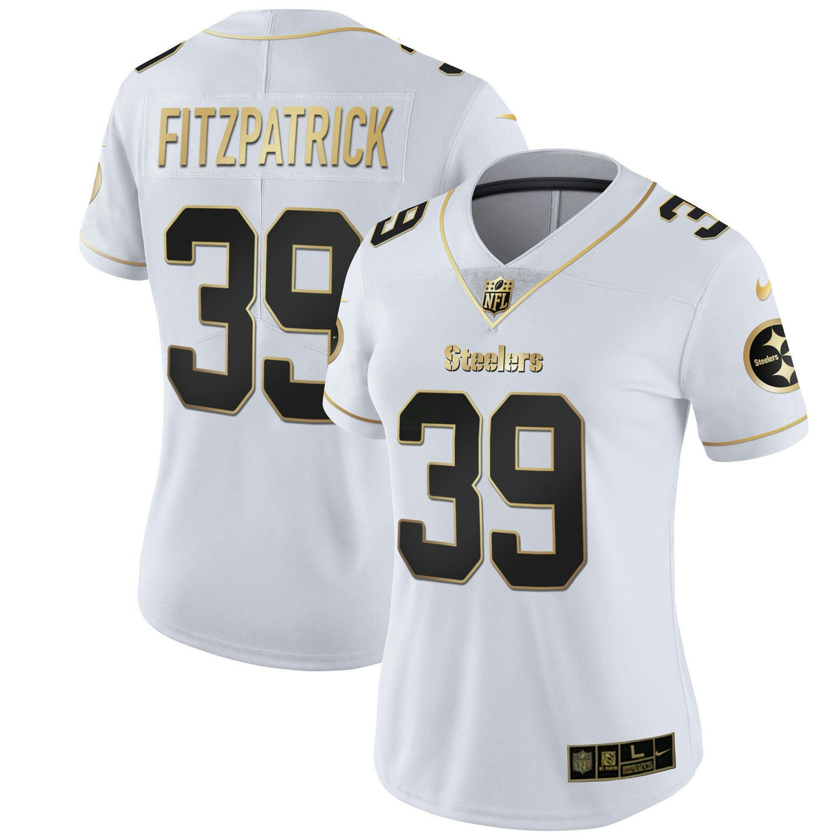 Jersey NFL Pittsburgh Steelers Women’s White Gold & Black Gold