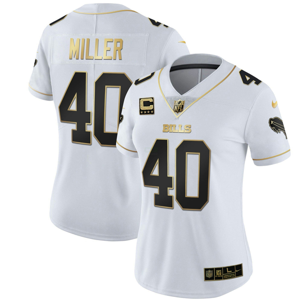 Jersey NFL Buffalo Bills Women’s White Gold & Black Gold