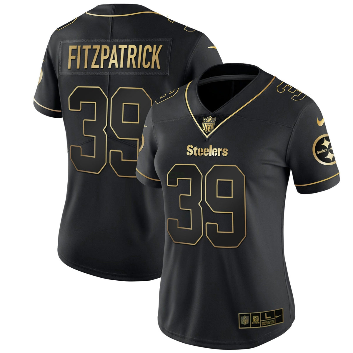 Jersey NFL Pittsburgh Steelers Women’s White Gold & Black Gold