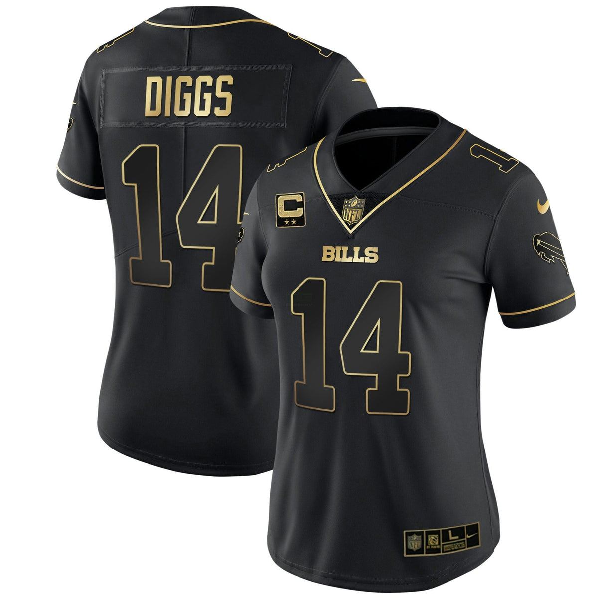 Jersey NFL Buffalo Bills Women’s White Gold & Black Gold