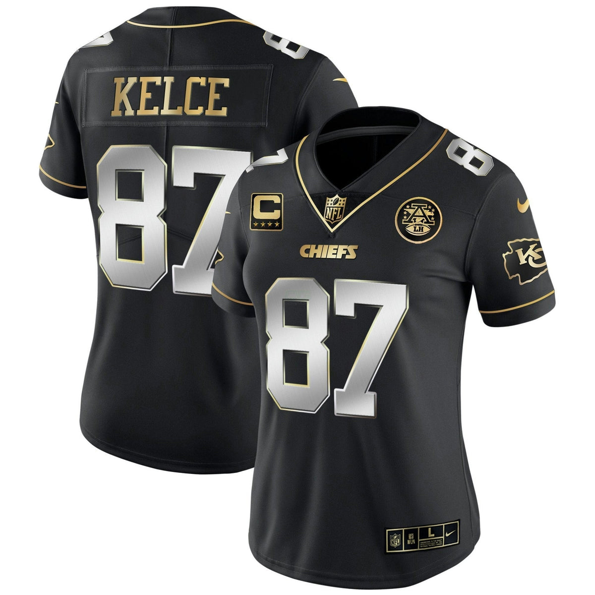 Jersey NFL Kansas City Chiefs Women’s White Gold & Black Gold