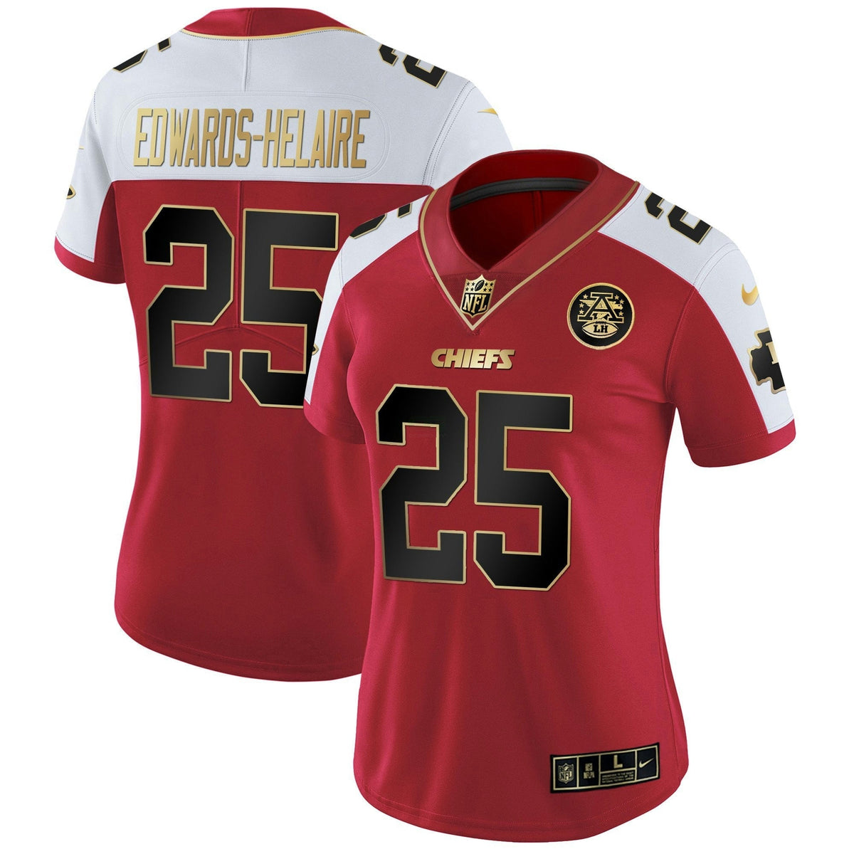 Jersey NFL Kansas City Chiefs Women’s White Gold & Black Gold