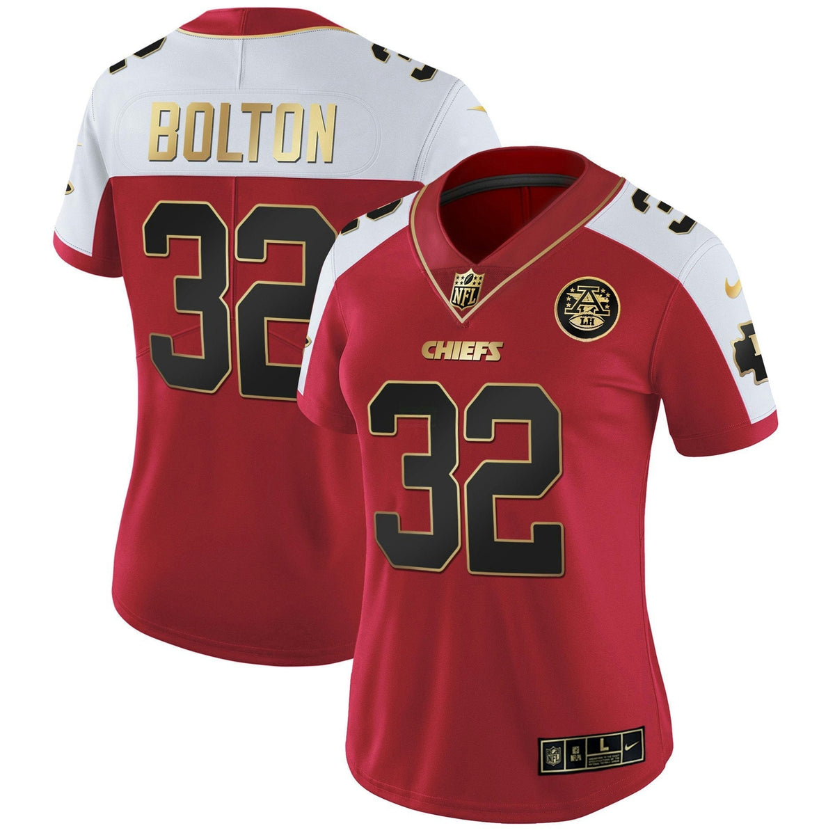 Jersey NFL Kansas City Chiefs Women’s White Gold & Black Gold