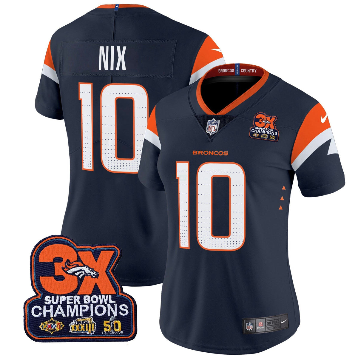 NFL Women’s Denver 3-Time Champions Patch Vapor Limited Jersey