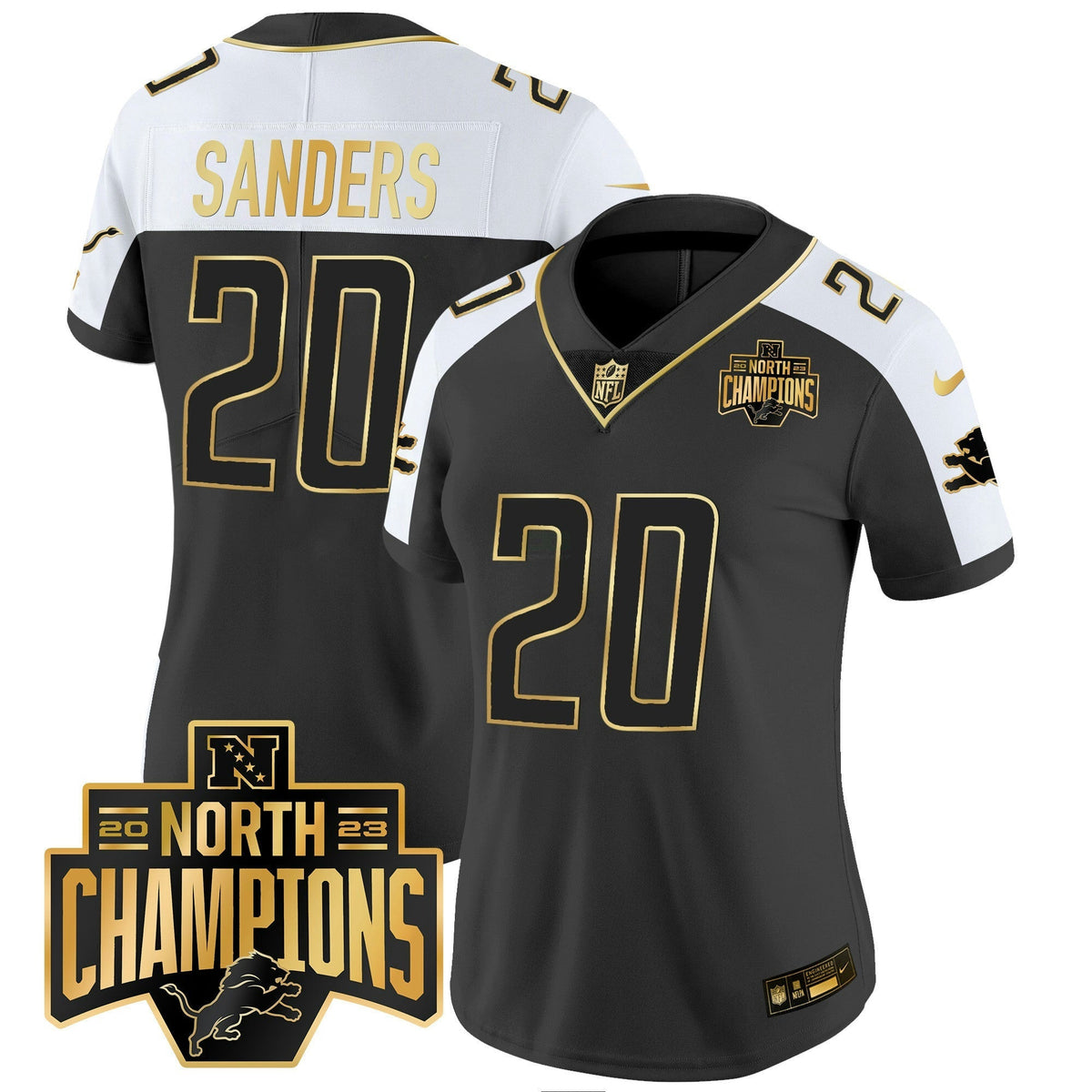 NFL Women’s Detroit 2023 NFC North Division Champions Patch Vapor Gold Jersey