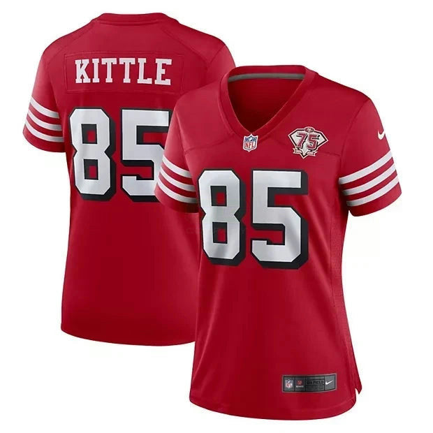 NFL Women’s George Kittle San Francisco Scarlet 75th Patch Jersey - Black Gold